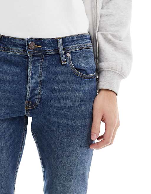 Jack & Jones Intelligence Glenn Slim Fit Jeans In Mid Blue