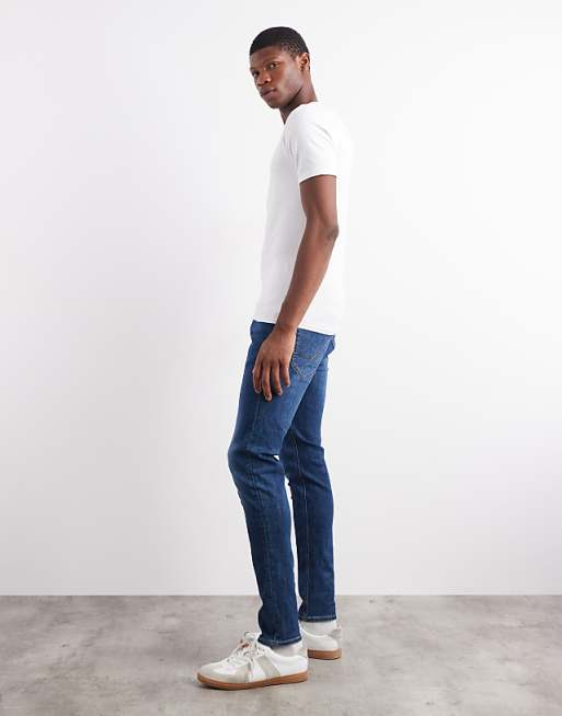 Jack & Jones Intelligence Liam Skinny Fit Stretch Jeans In Mid Blue
