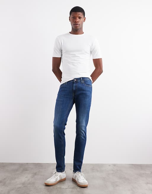 Jack & Jones Intelligence Liam skinny fit stretch jeans in mid blue