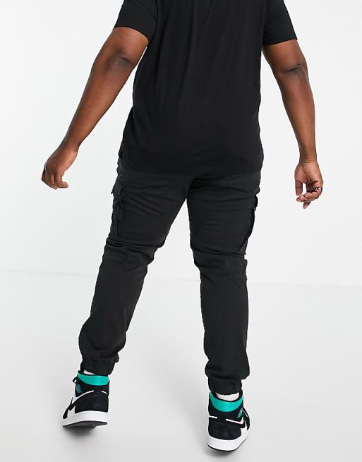 Jack & Jones Intelligence Plus Cargo Trouser In Black