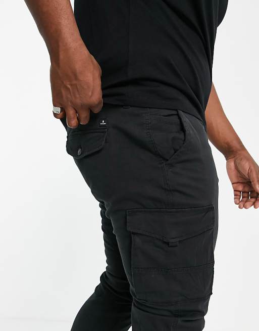 Jack & Jones Intelligence Plus Cargo Trouser In Black