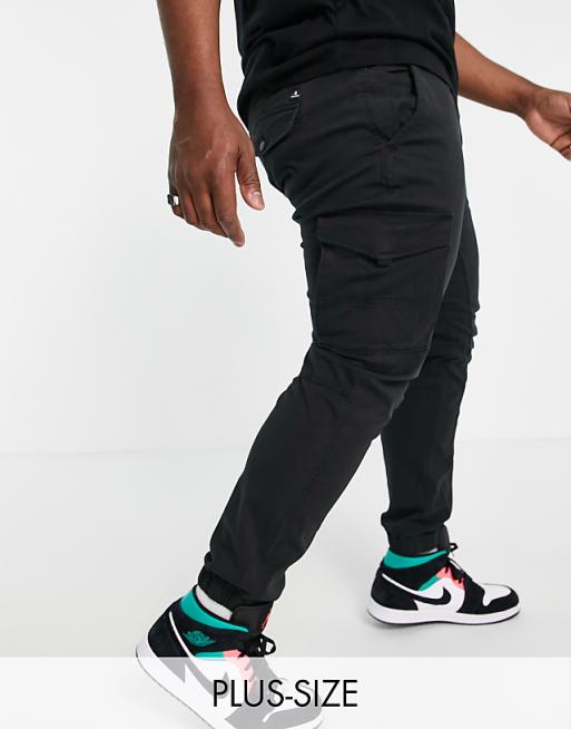 Jack & Jones Intelligence Plus cargo trouser in black