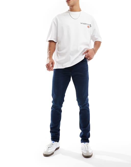 Jack & Jones Liam skinny jean in dark blue wash