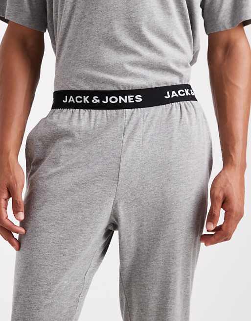 Jack & Jones Lounge Set In Grey Marl With Black Pant