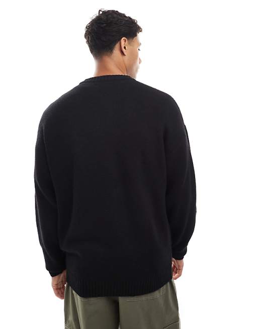 Jack & Jones Oversize Fluffy Jumper In Black