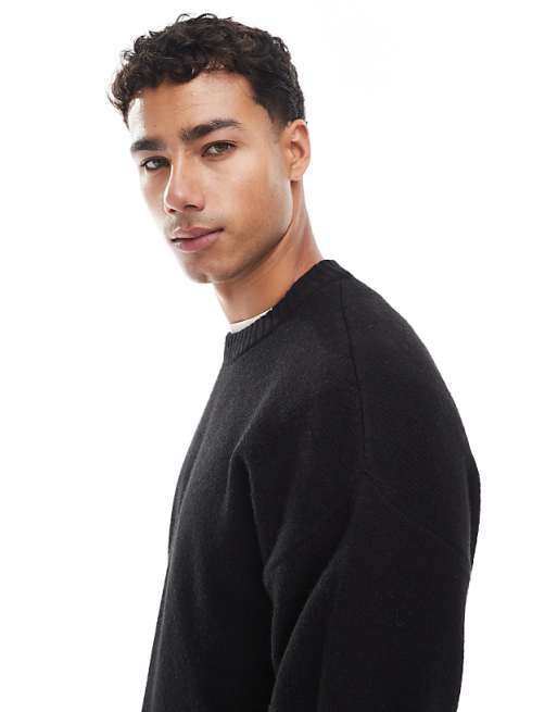 Jack & Jones Oversize Fluffy Jumper In Black
