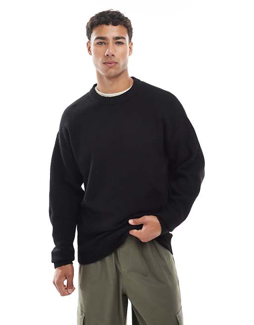 Jack & Jones oversize fluffy jumper in black