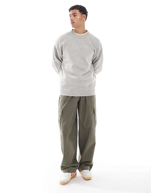 Jack & Jones Oversize Fluffy Jumper In Light Grey