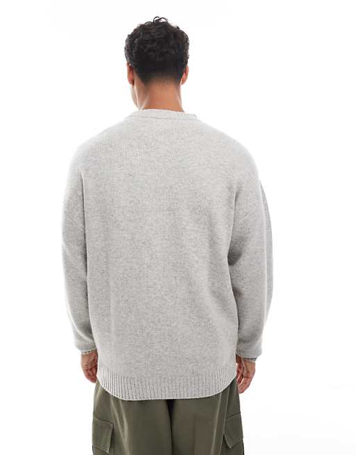 Jack & Jones Oversize Fluffy Jumper In Light Grey
