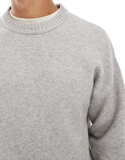 Jack & Jones Oversize Fluffy Jumper In Light Grey