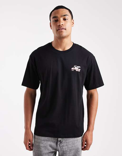 Jack & Jones Oversized T-shirt With Cherry Blossom Print In Black