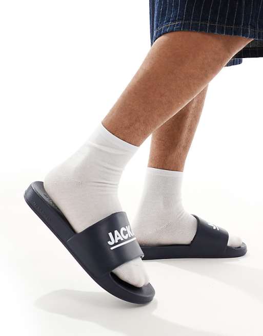 Jack & Jones Pool Sliders In Navy