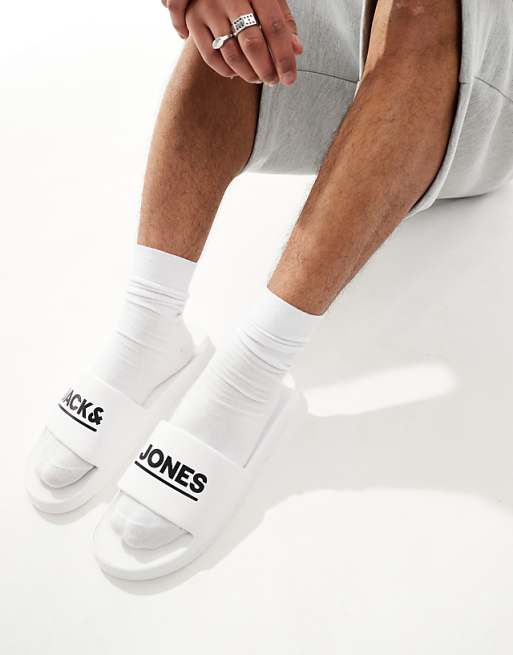 Jack & Jones pool sliders in white