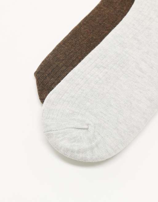 Jack & Jones Premium 2 Pack Sock In Light Grey And Brown