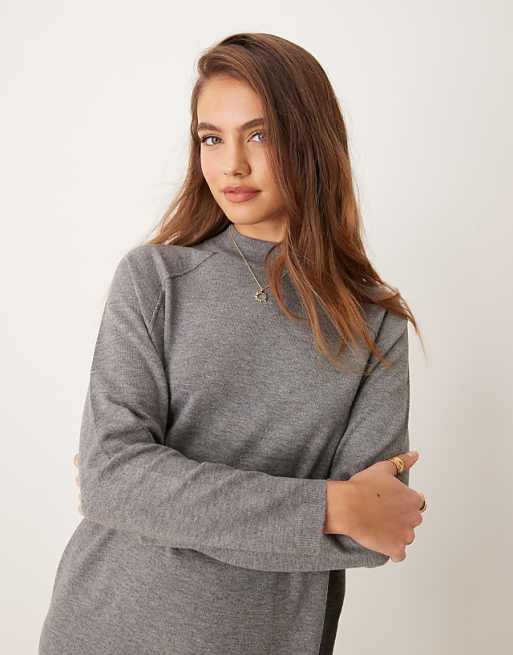 JDY High Neck Knitted Mini Dress In Grey