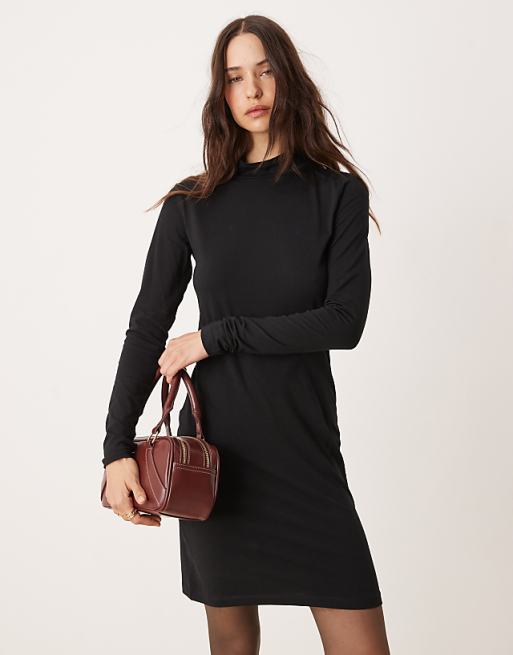 JDY high neck mini dress in black