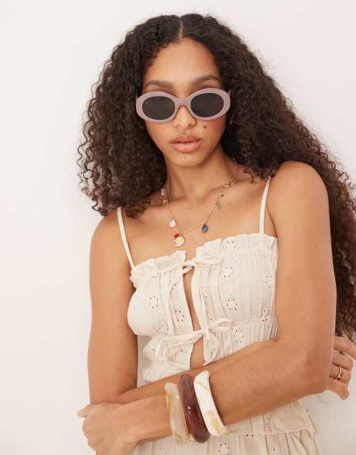 Jeepers Peepers Bubble Oval Sunglasses In Taupe