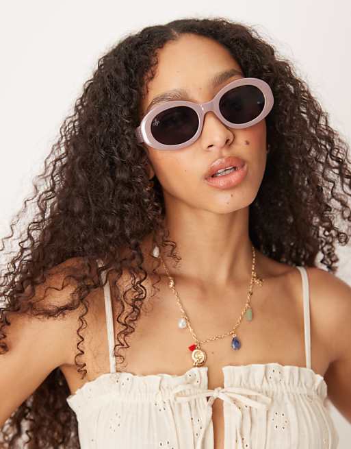 Jeepers Peepers bubble oval sunglasses in Taupe