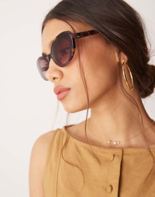 Jeepers Peepers Large Oval Sunglasses In Tortoiseshell With Pink Lens