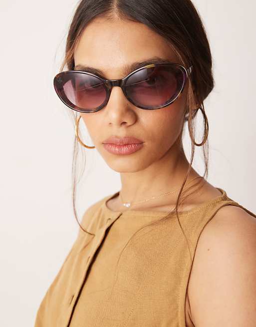 Jeepers Peepers large oval sunglasses in tortoiseshell with pink lens