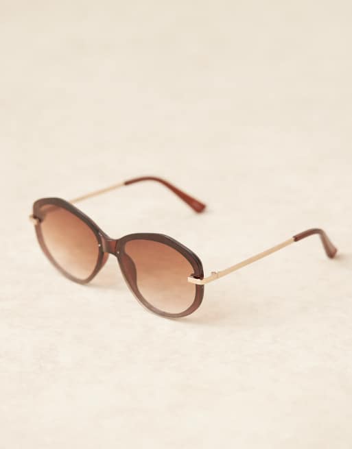 Jeepers Peepers Oversized Round Sunglasses In Brown With Gradient Lens