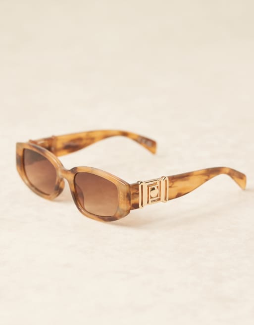 Jeepers Peepers Rectangle Sunglasses In Brown Marble