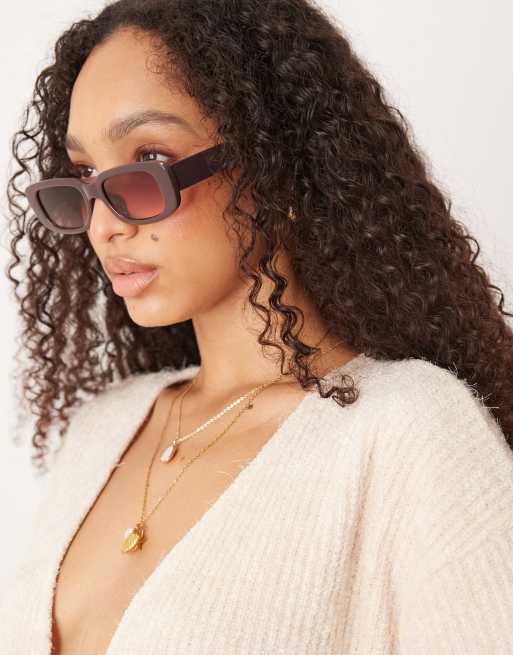 Jeepers Peepers Rectangle Sunglasses In Dark Plum