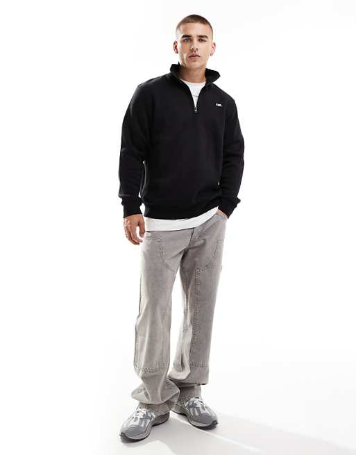 JJ Rebel Half Zip Sweatshirt With Small Chest Logo In Black