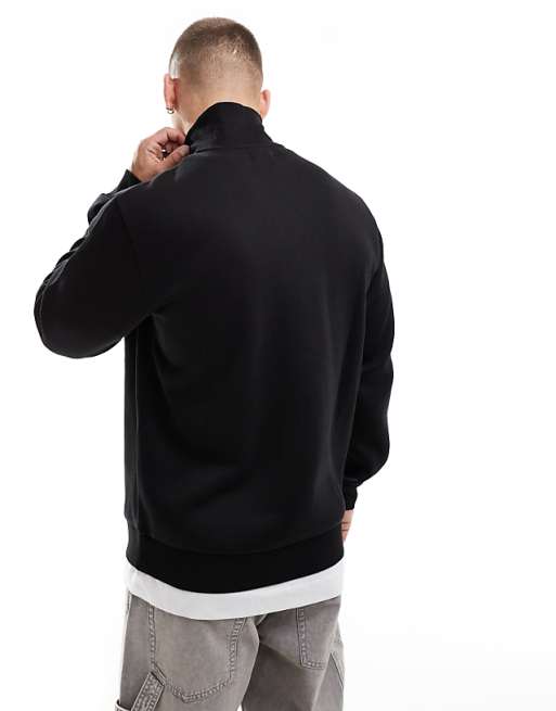 JJ Rebel Half Zip Sweatshirt With Small Chest Logo In Black