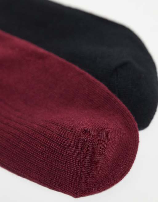 JJXX 2 Pack Frill Socks In Burgundy Mix