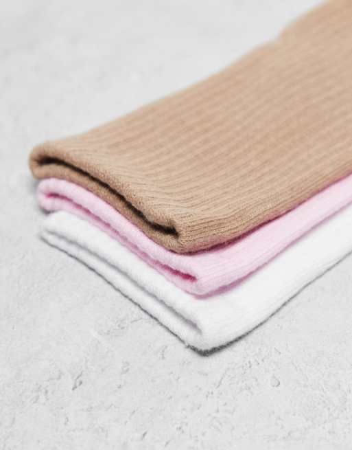 JJXX 3 Pack Sports Socks In Beige Mix