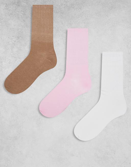 JJXX 3 pack sports socks in beige mix