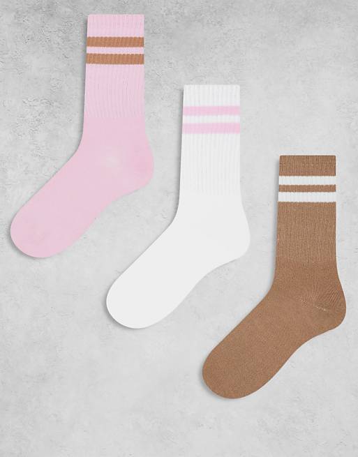 JJXX 3 pack sports socks in pink mix
