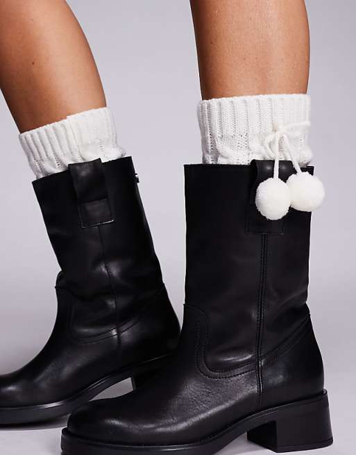 Kaiia exclusive pom pom detail leg warmers in cream