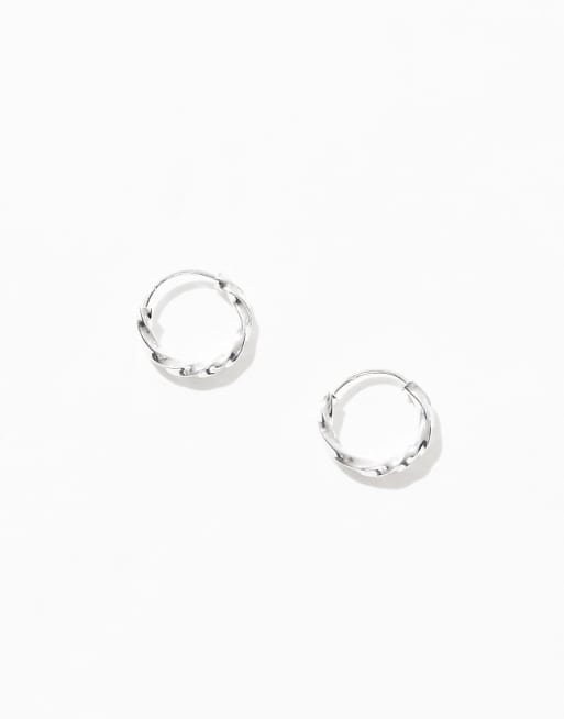 Kingsley Ryan 10mm Tiny Twisted Hoop Earrings In Sterling Silver