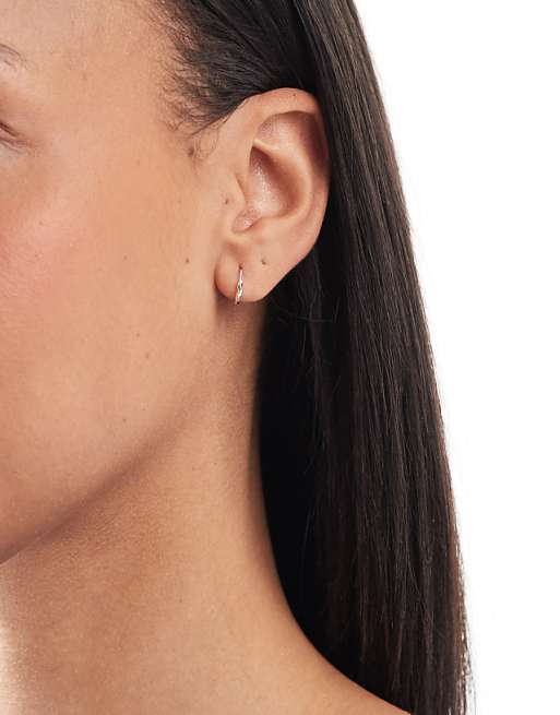 Kingsley Ryan 10mm Tiny Twisted Hoop Earrings In Sterling Silver