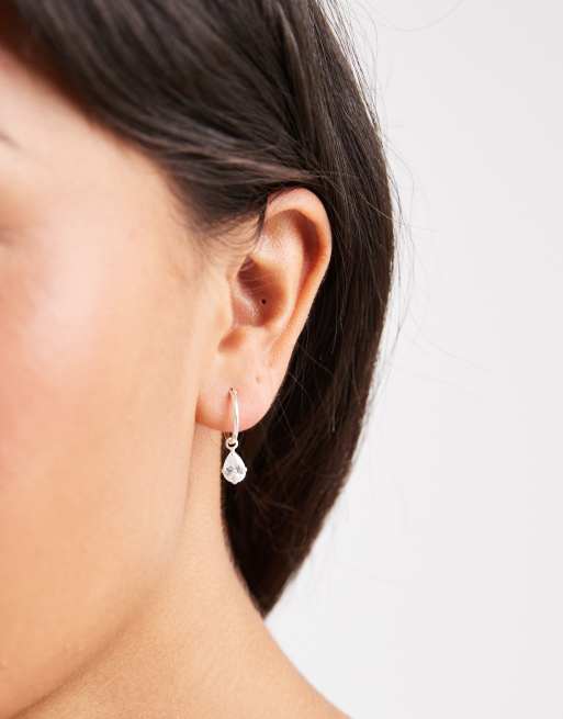 Kingsley Ryan 12mm Hoop With Cz Teardrop Charm