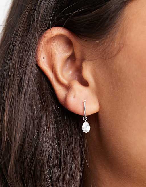 Kingsley Ryan 12mm hoop with cz teardrop charm