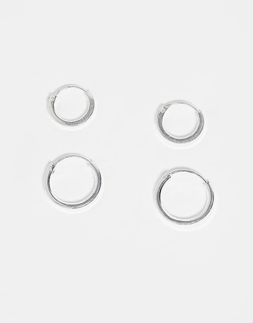 Kingsley Ryan 2 pack of hoop earrings in sterling silver