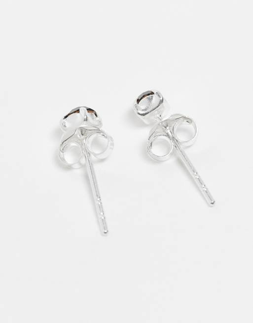Kingsley Ryan 3mm Black Gem Set Stud In Sterling Silver