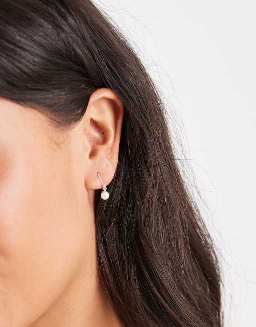Kingsley Ryan 3mm Faux Pearl Drop Earrings In Sterling Silver