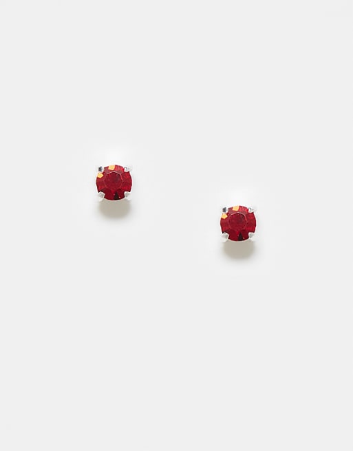 Kingsley Ryan 3mm red gem set stud in sterling silver