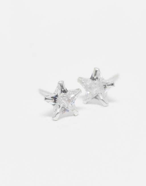 Kingsley Ryan 8mm Gem Set Star Stud Earrings In Sterling Silver