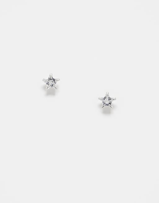 Kingsley Ryan 8mm gem set star stud earrings in sterling silver