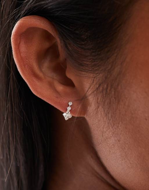 Kingsley Ryan Crystal Drop Stud Earrings In Sterling Silver