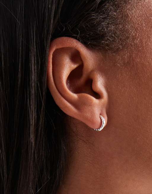 Kingsley Ryan Diamond Cut Hoop In Sterling Silver