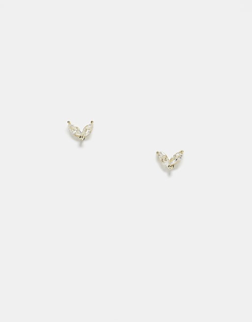 Kingsley Ryan double petal stud earrings in gold plated