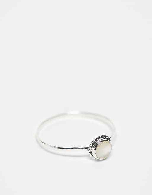 Kingsley Ryan faux pearl ring in sterling silver