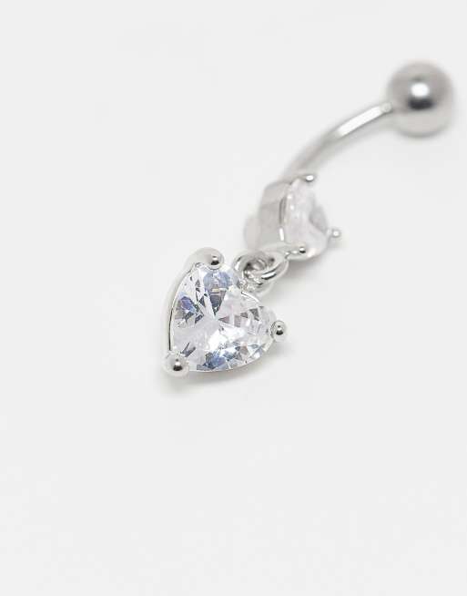 Kingsley Ryan Gem Set Heart Charm Belly Bar