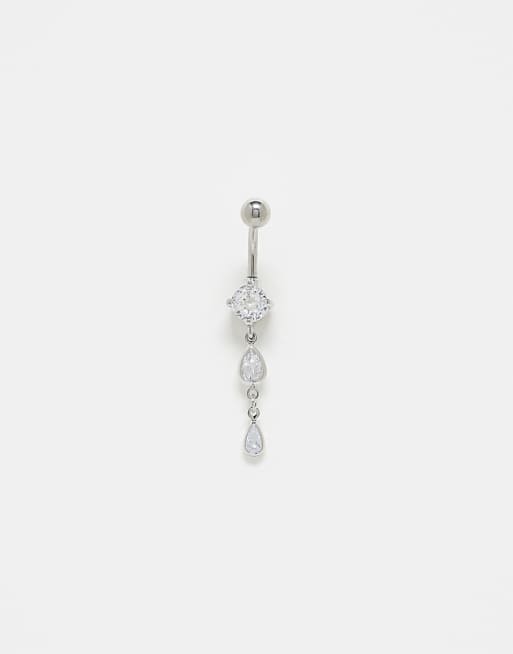 Kingsley Ryan gem set teardrop charm belly bar